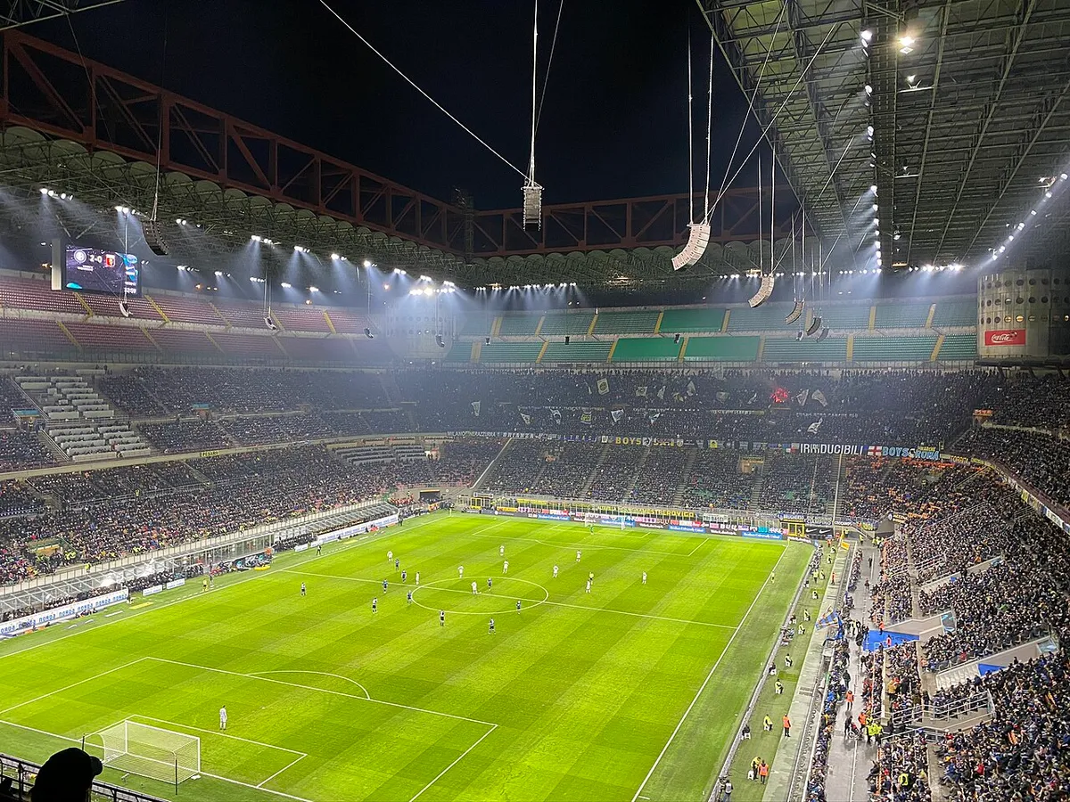 San Siro interior during an Inter match on a Milan stadium tour