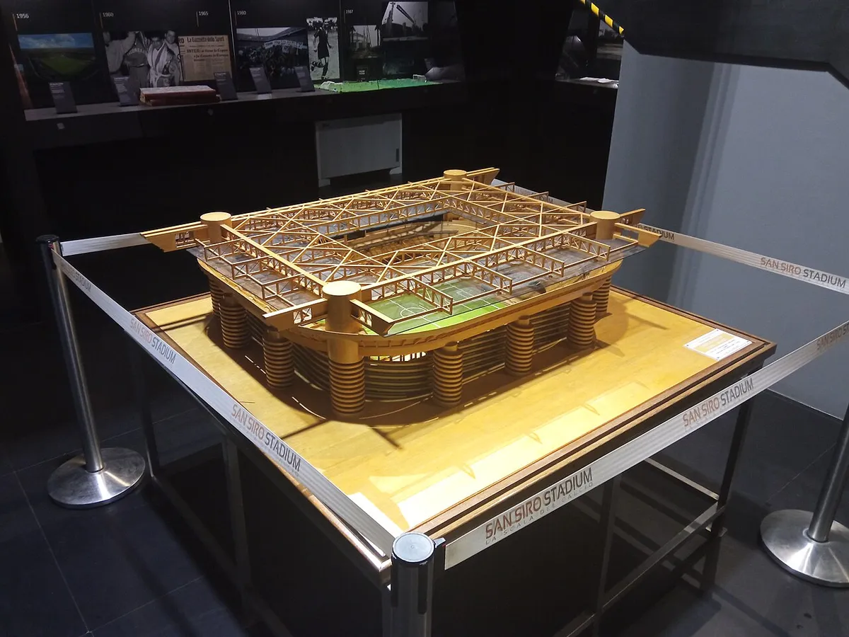 San Siro stadium scale model in the museum on a Milan stadium tour in Italy